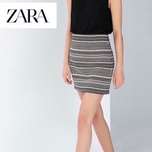 Zara black and white striped skirt